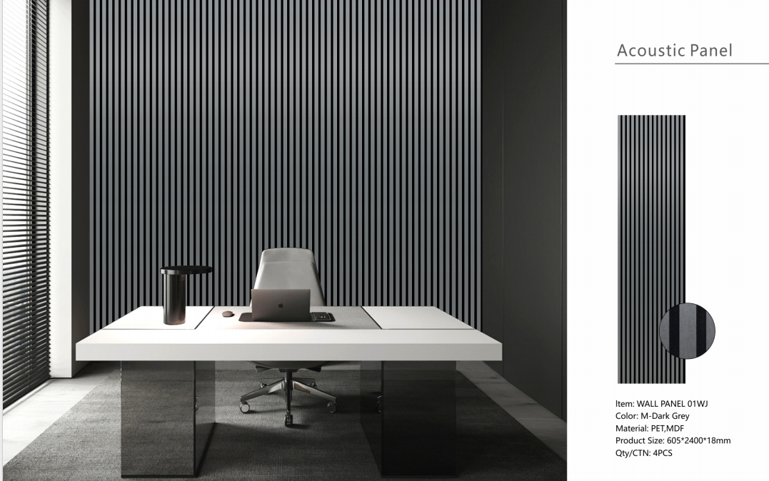 Wall Panel 01WJ - Metallic Dark Grey - Acoustic - 240cm - (1 pack / 4pcs)
