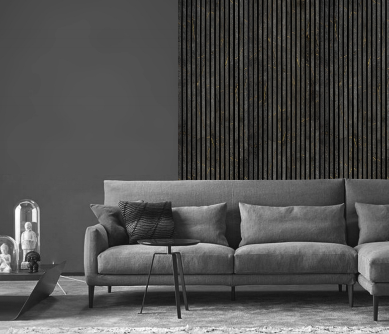 Wall Panel 01WN - Gold and Black Marble - Acoustic - 240cm - (1 pack / 4pcs)