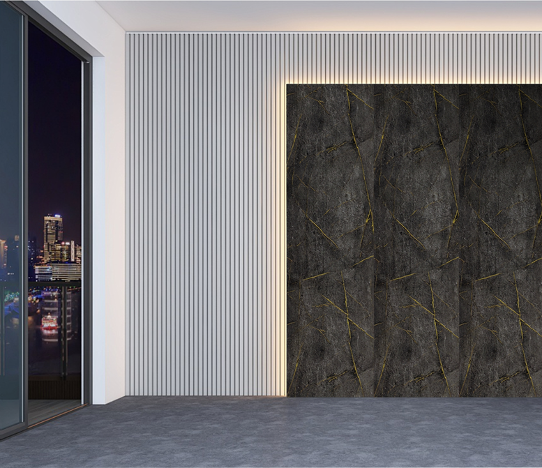 Black & Gold Vein PVC Wall Panel