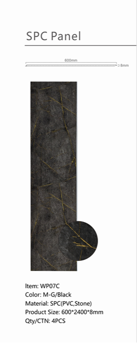 Wall Panel 07C - Gold and Black Marble - Wall Board - 240cm - (1 pack / 4pcs)