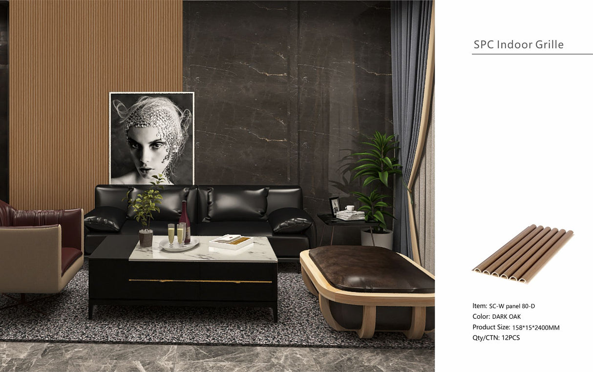 Dark Oak Fluted Tube Wall Panel