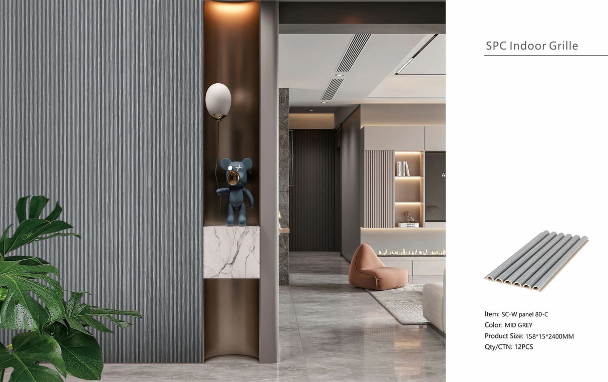 Mid Grey Fluted Tube Wall Panel