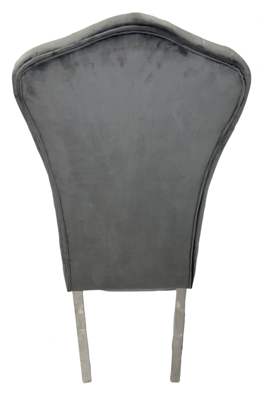 Luxury Dark Grey Velvet Dining Chair with Chrome Metal Legs