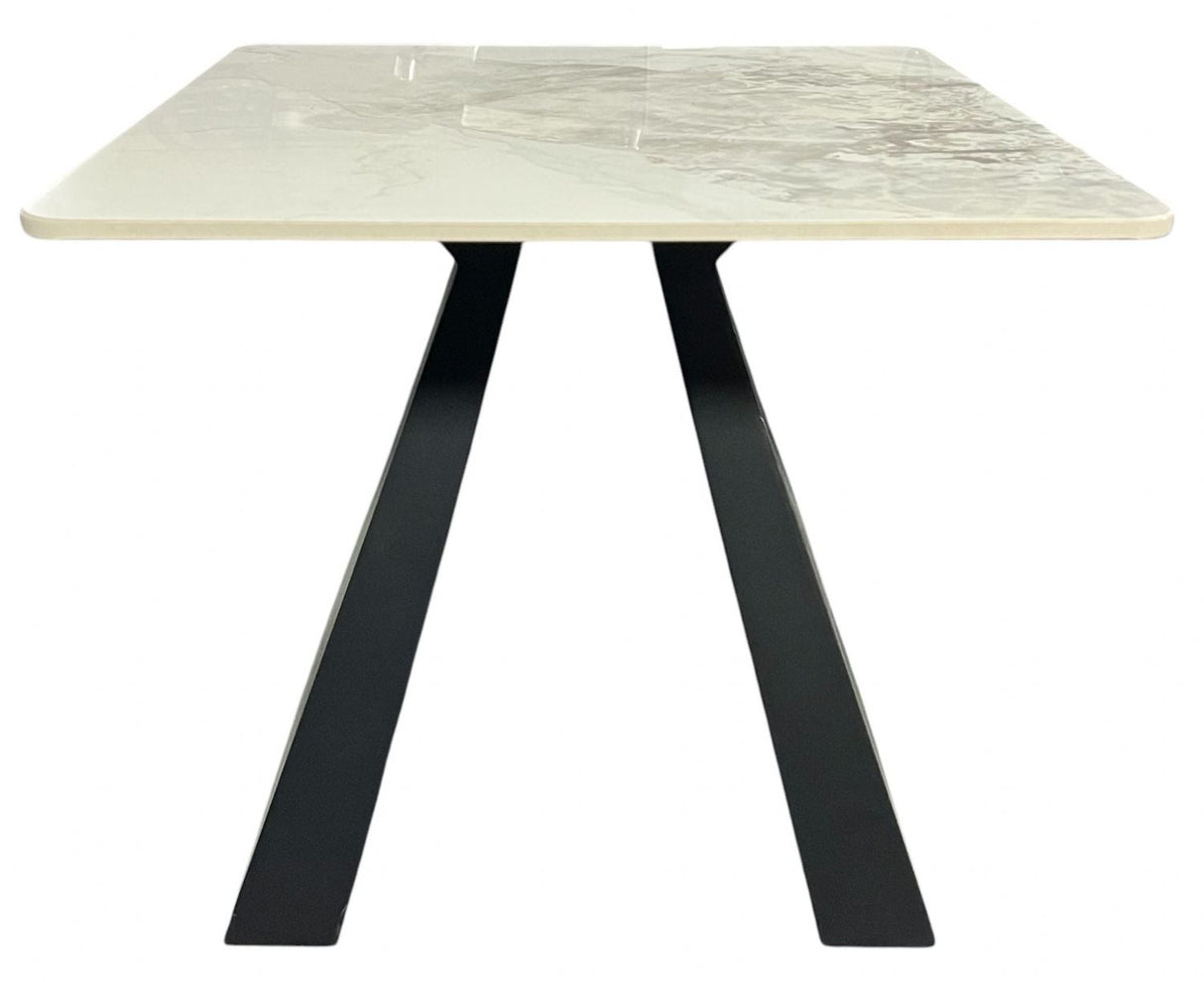 Modern White Ceramic Top Lamp Table with Black Pedestal Base