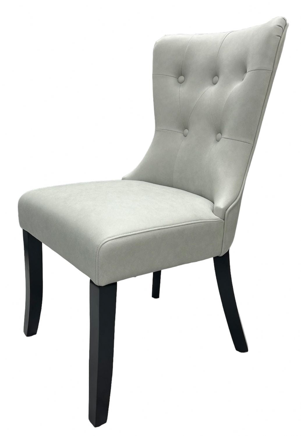 Modern Grey PU Upholstered Dining Chair with Black Wooden Legs