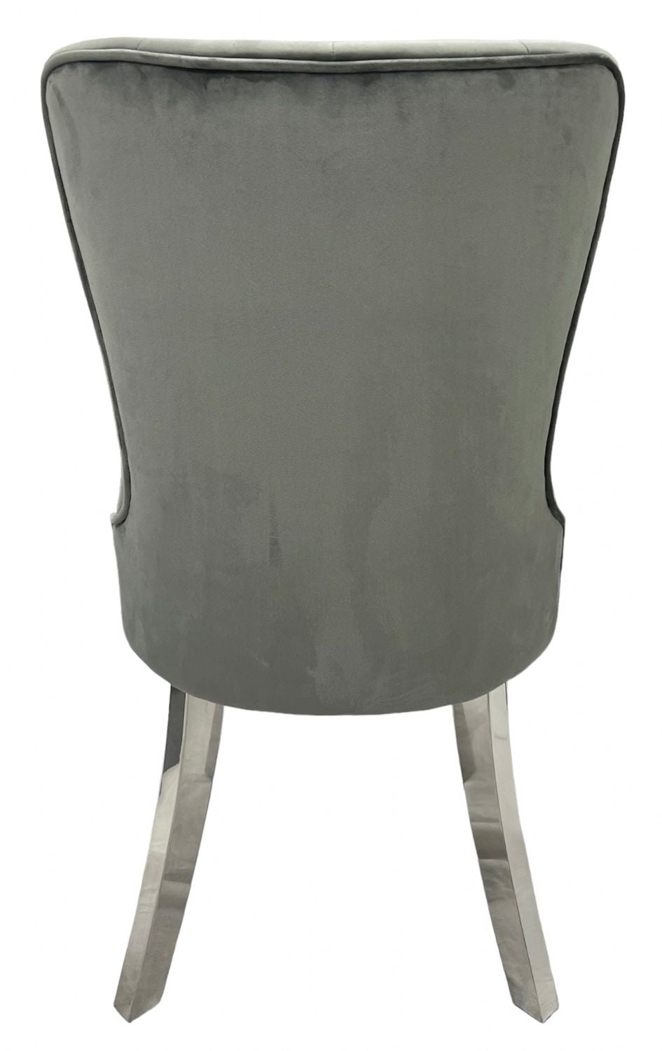 Modern Dark Grey Velvet Dining Chair with Chrome Legs