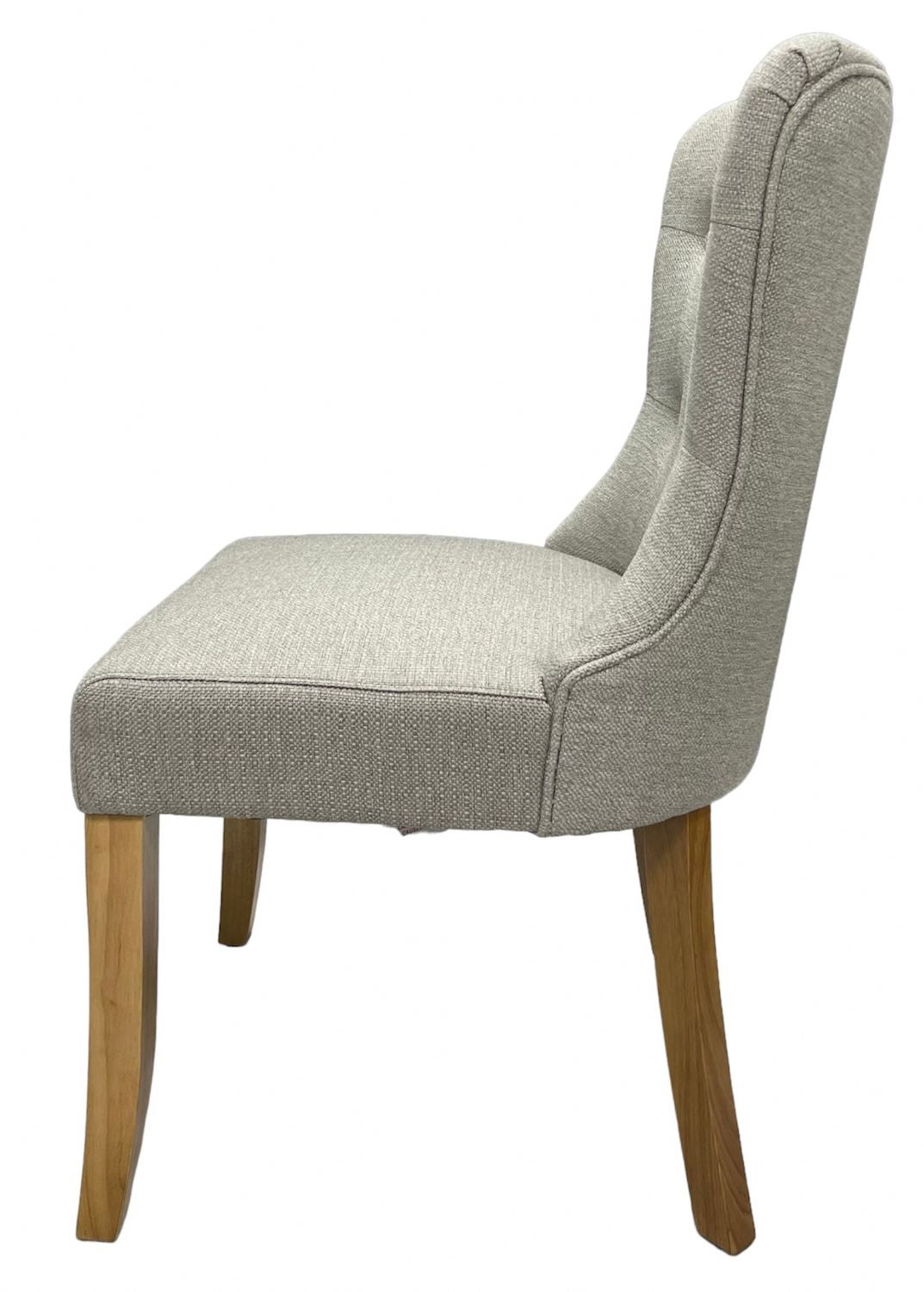 Modern Beige Fabric Dining Chair with Oak Legs