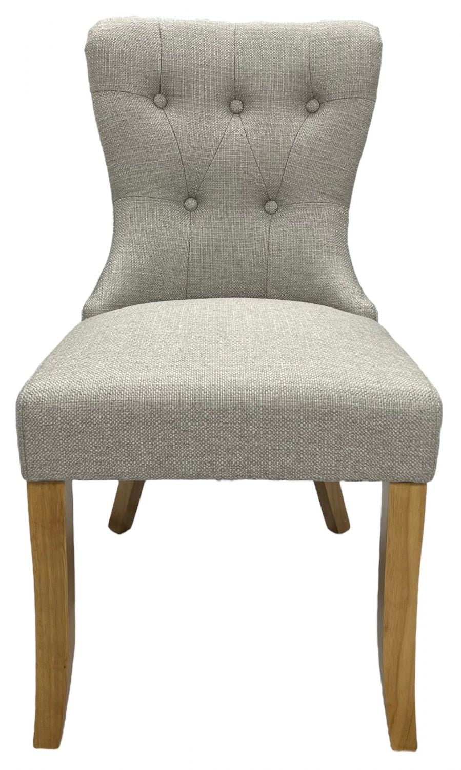 Modern Beige Fabric Dining Chair with Oak Legs