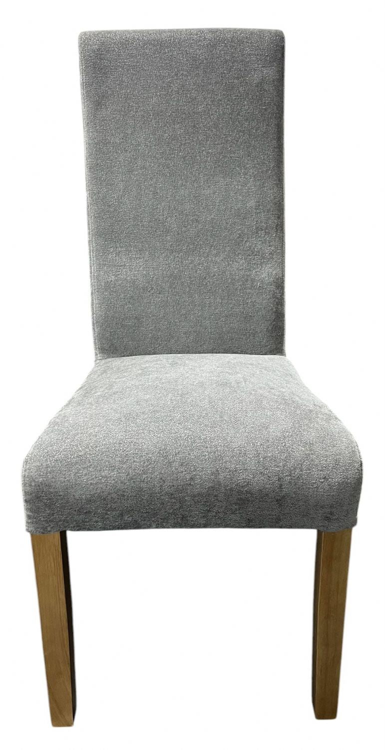Modern Grey Fabric Upholstered Dining Chair with Oak Legs