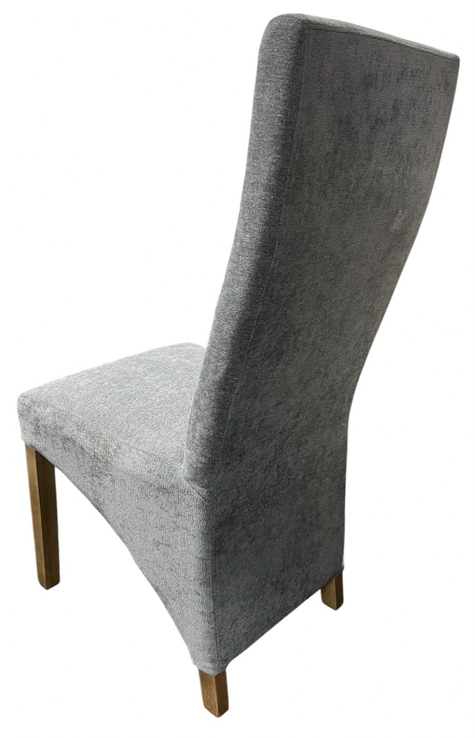 Modern Grey Fabric Upholstered Dining Chair with Oak Legs