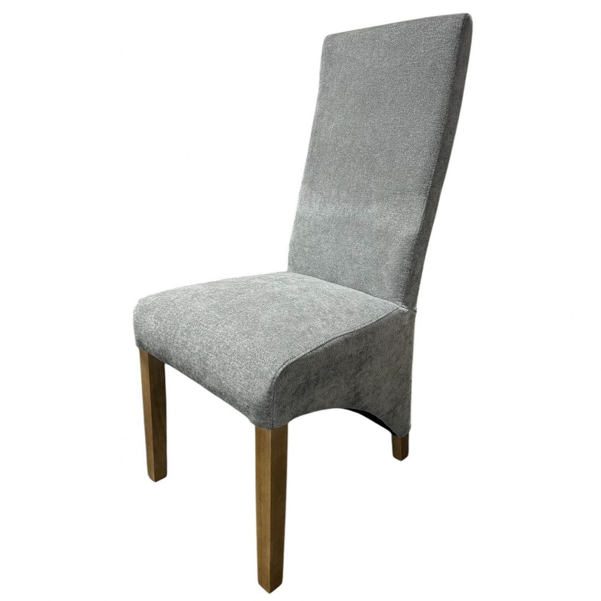Modern Grey Fabric Upholstered Dining Chair with Oak Legs