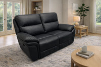 Modern Black Leather Fabric Upholstery 2 Seater Recliner Sofa