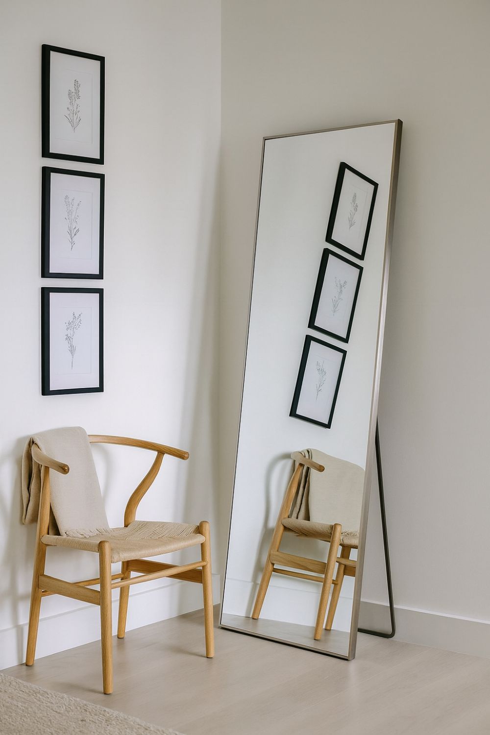 Modern Metal Frame Full Length Rectangular Decorative Leaning Mirror