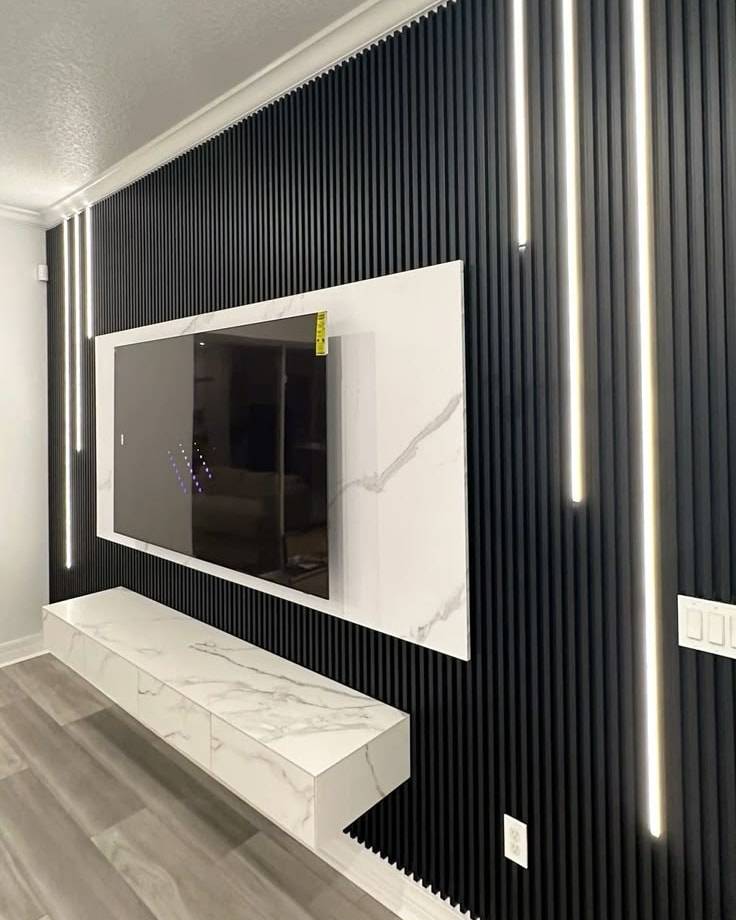 Black Slatted Acoustic Wall Panel 60 x 240cm
