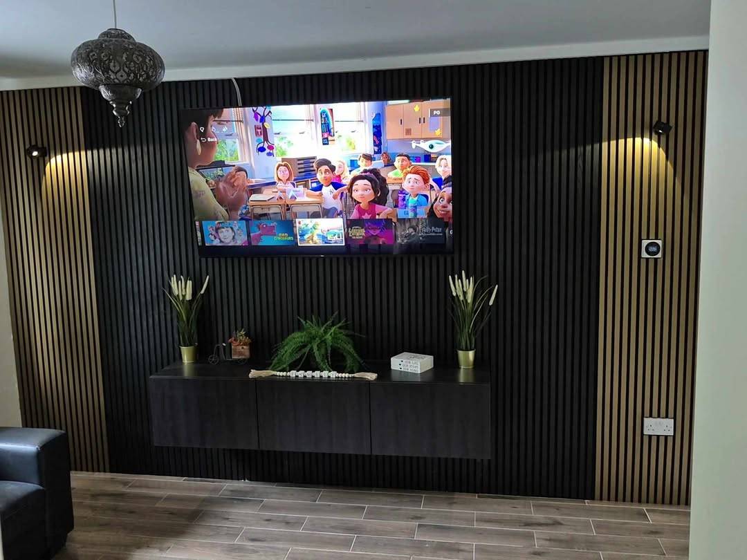 Black Slatted Acoustic Wall Panel 60 x 240cm