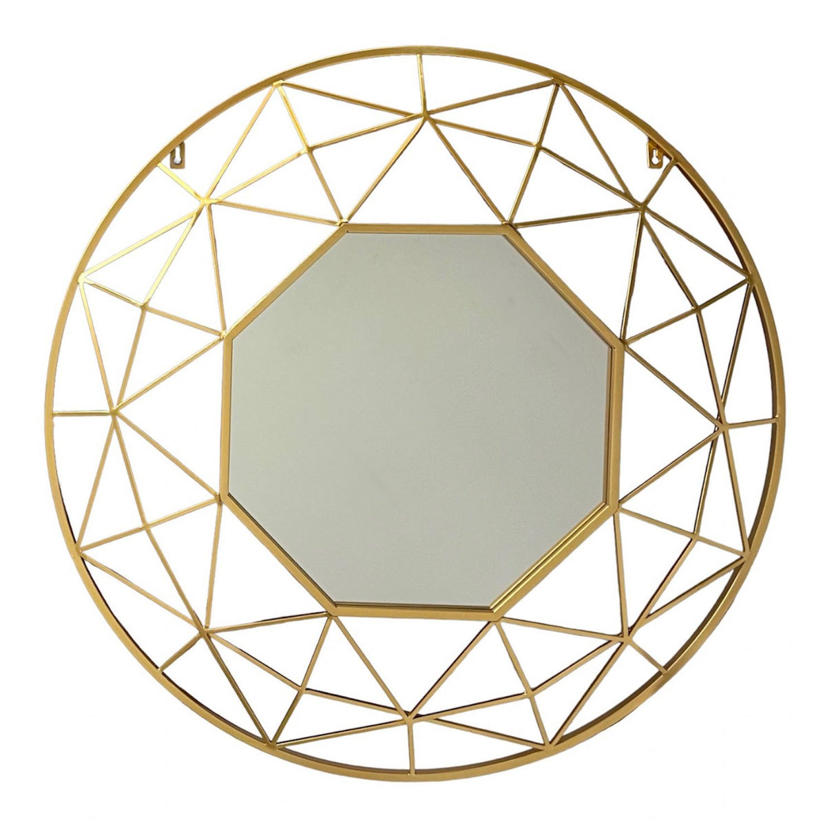 Modern Gold Geometric Round Wall Mirror 80cm