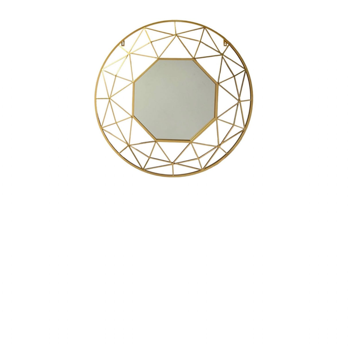 Modern Gold Geometric Round Wall Mirror 80cm