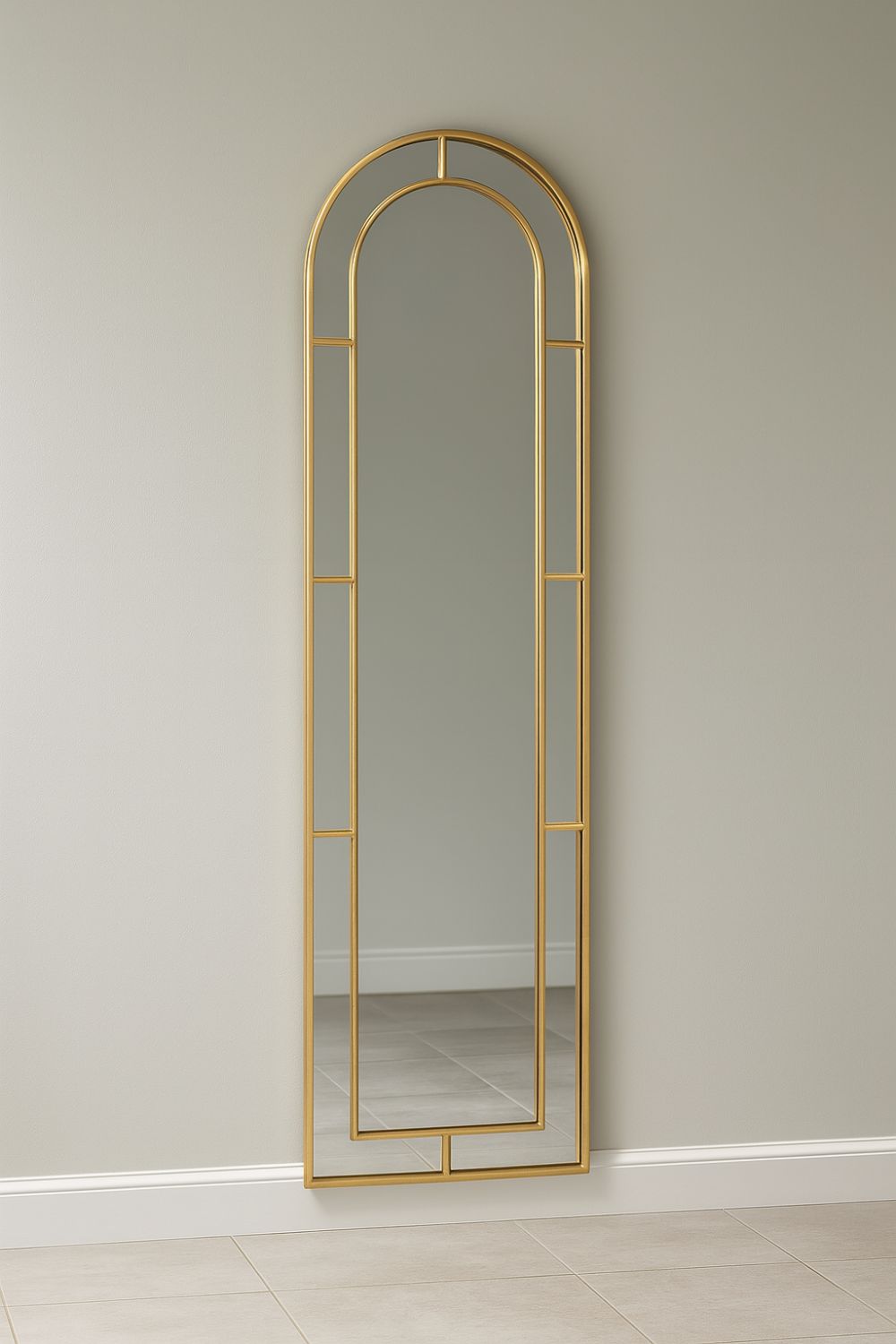 Modern Gold Art Deco Arched Full Length Tall Wall Mirror
