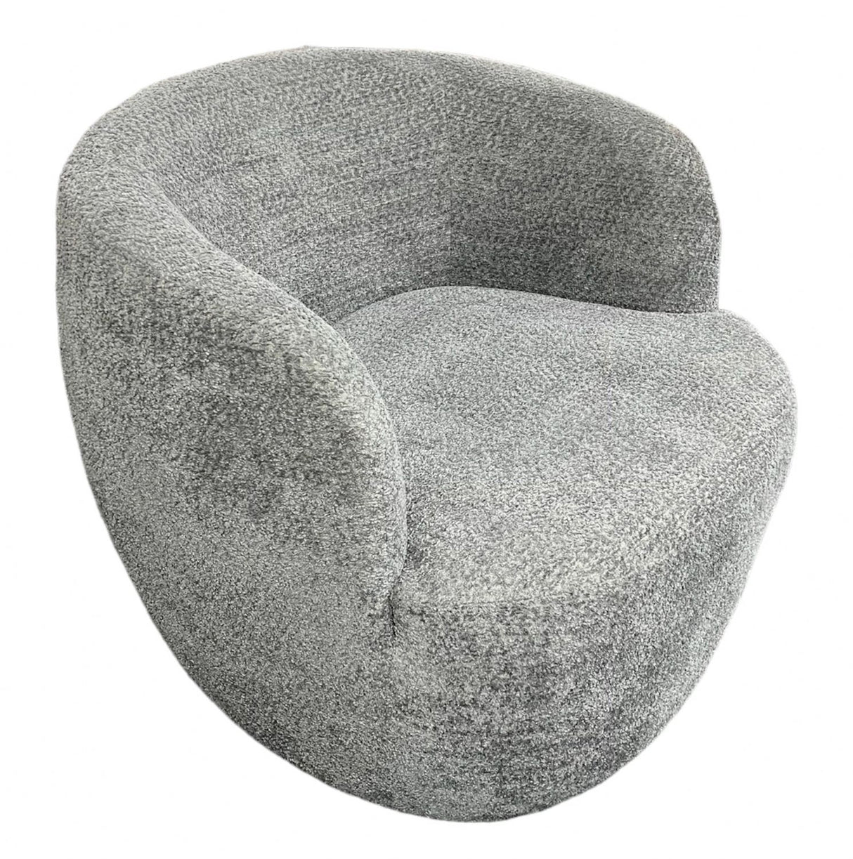 Modern Grey Boucle Swivel Tub Chair with 360 Degree Rotation