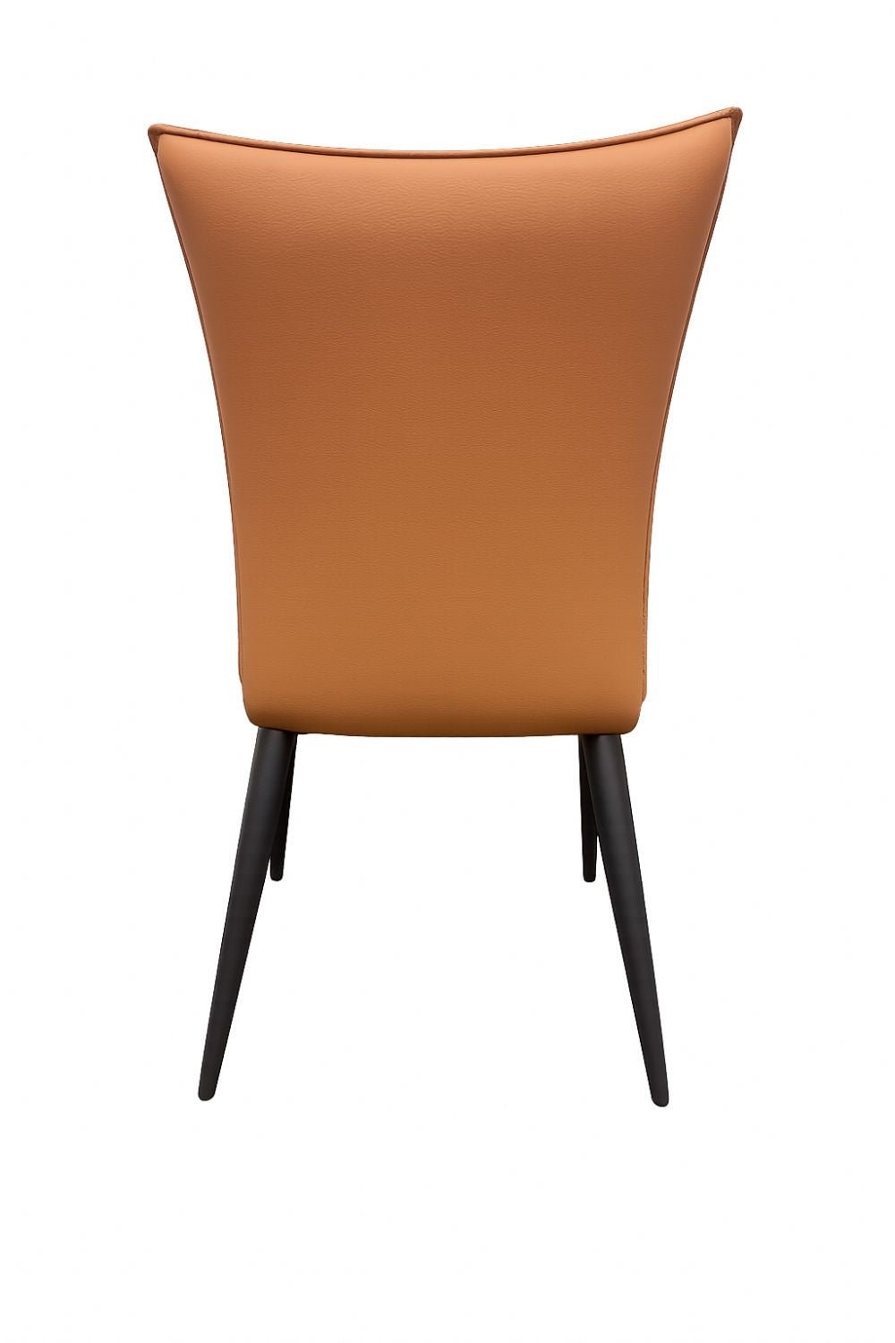 Modern Tan PU Upholstered Dining Chair with Black Metal Legs