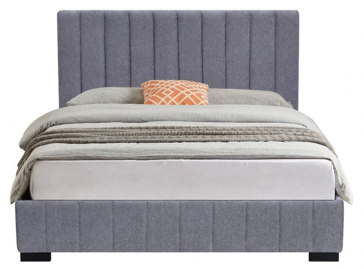 Modern Textured Grey Velvet Upholstered 5ft King Size Bed Frame