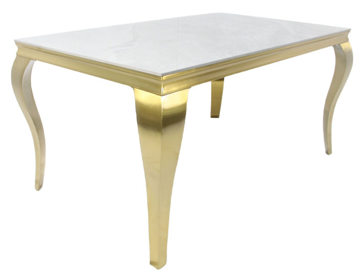 Luxury White Marble Effect Gold Dining Table