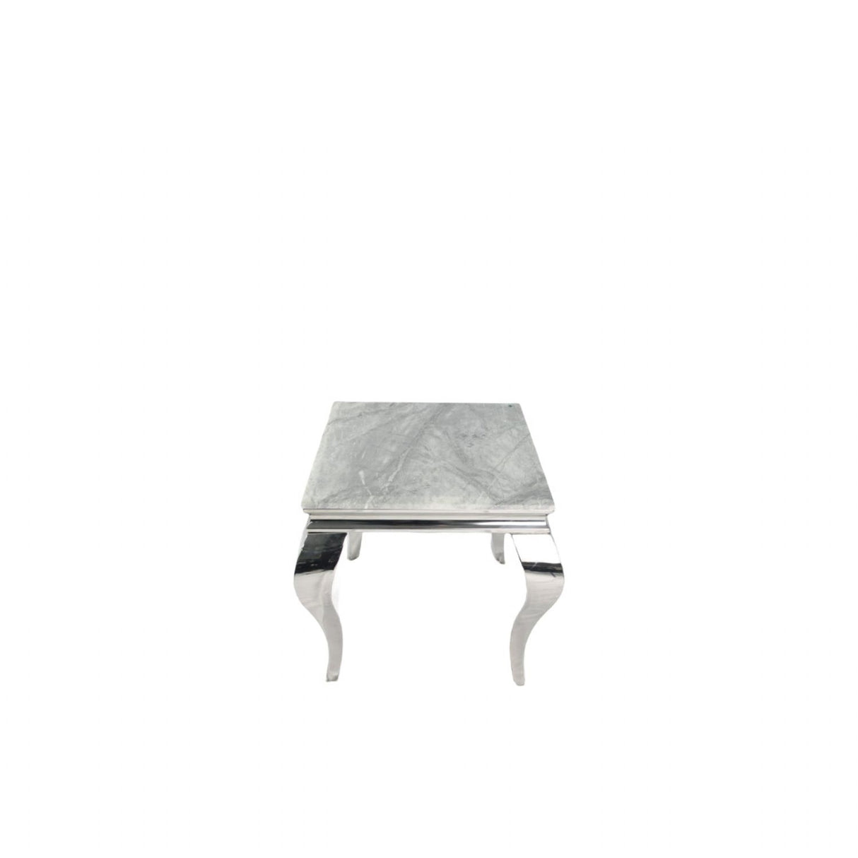Luxury White Marble Effect Lamp Table with Chrome Curved Legs