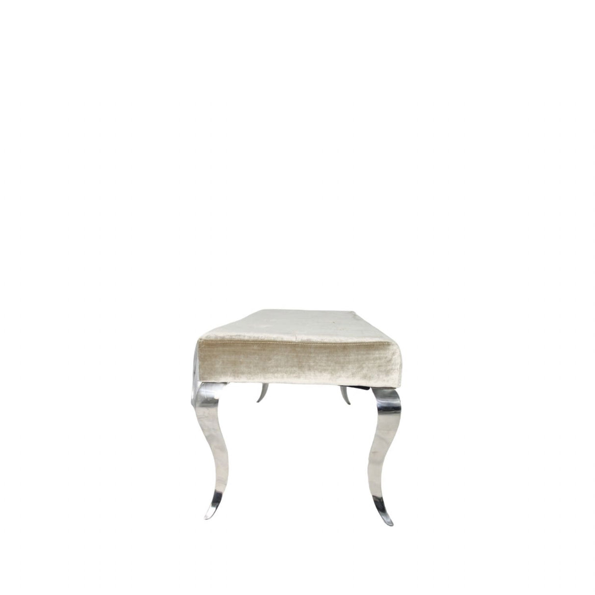 Luxury Shiny Mink Velvet Bench with Chrome Italian Style Legs 130cm