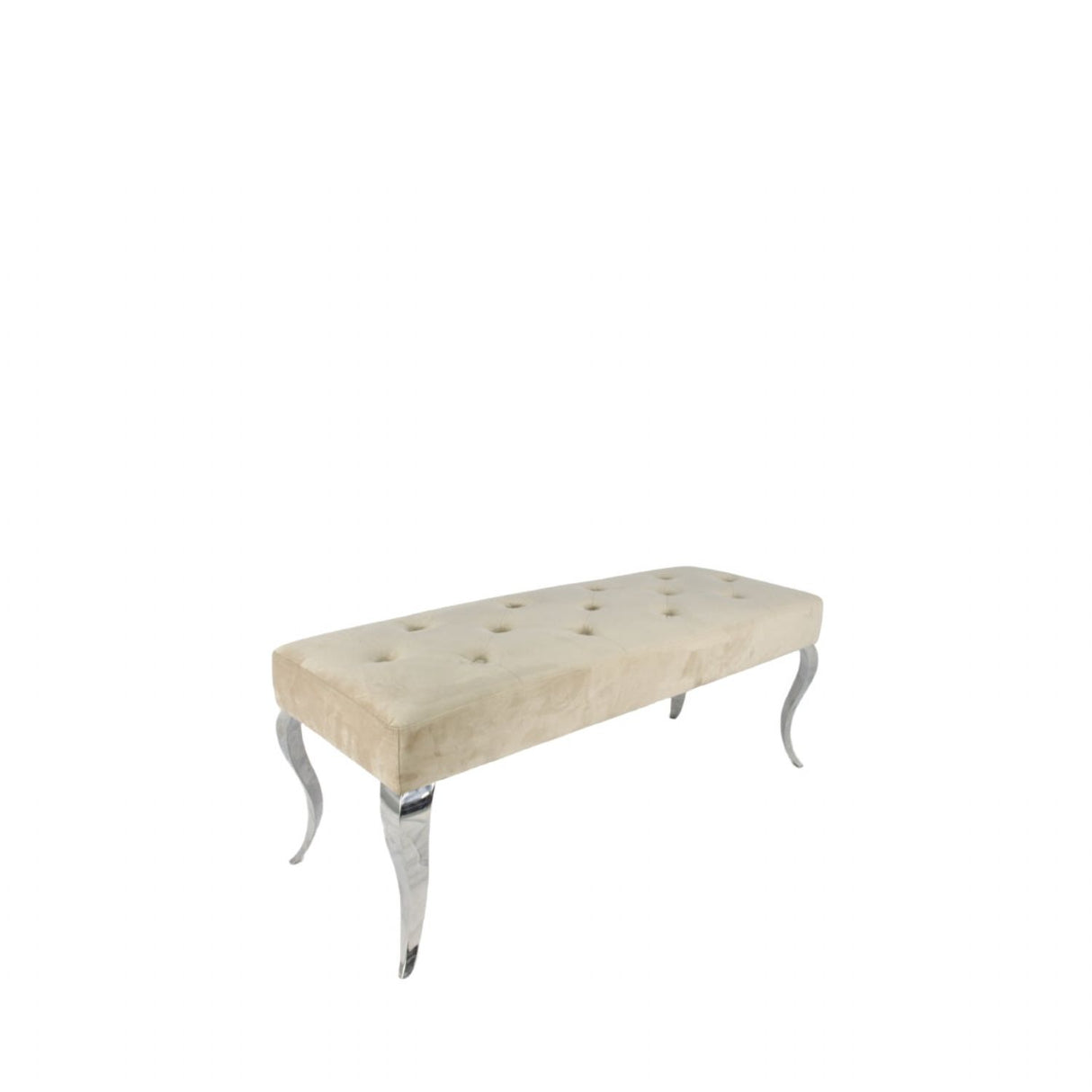 Luxury Plush Mink Velvet Bench with Chrome Italian Style Legs 130cm