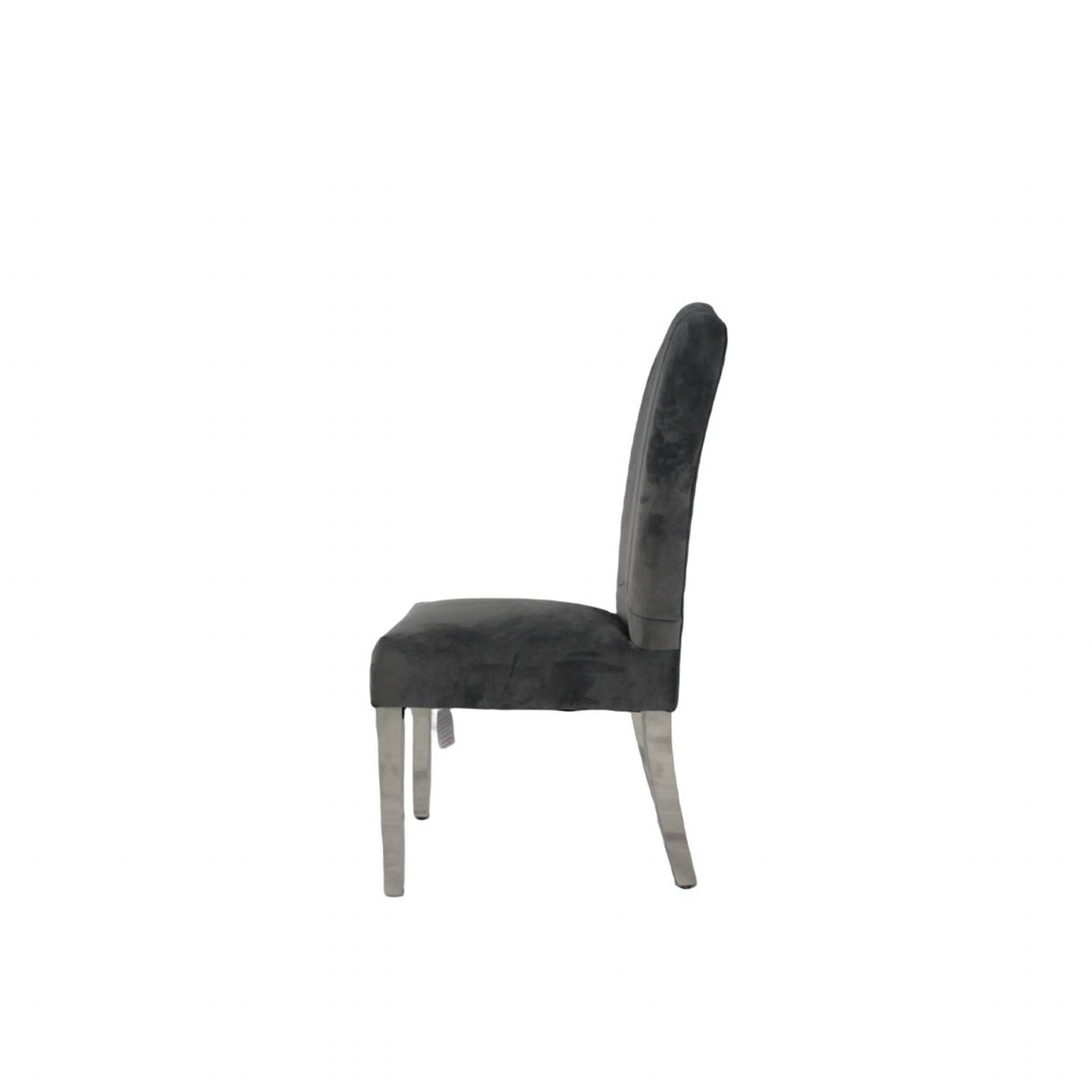 Luxury Dark Grey Velvet Dining Chair with Chrome Metal Legs