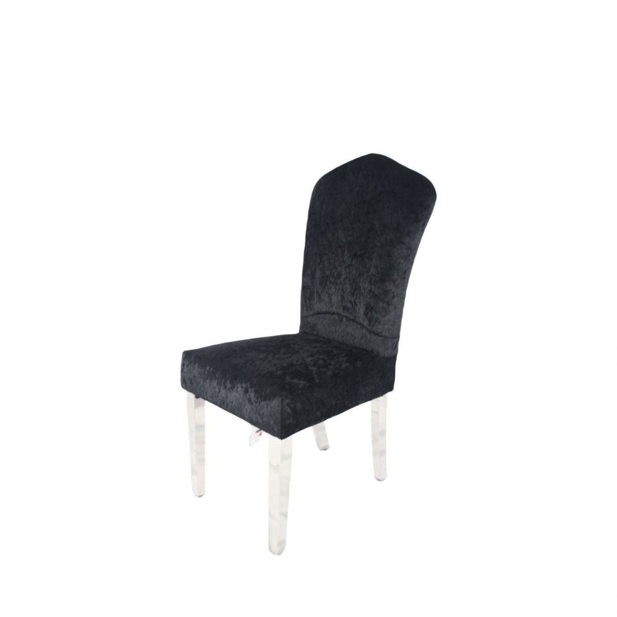 Luxury Black Crushed Velvet Dining Chair with Chrome Metal Legs