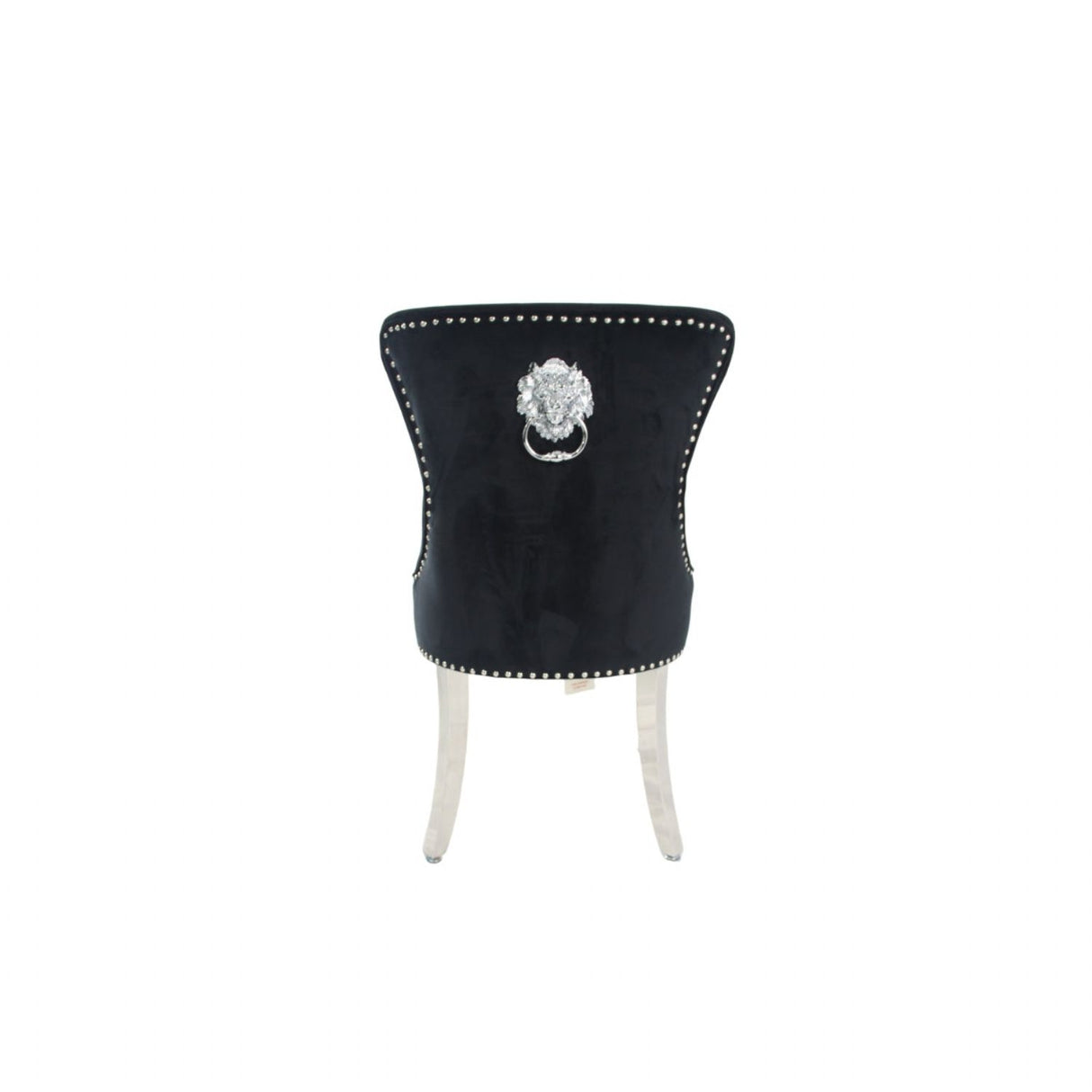 Luxury Black Velvet Dining Chair with Lion Knocker and Chrome Legs