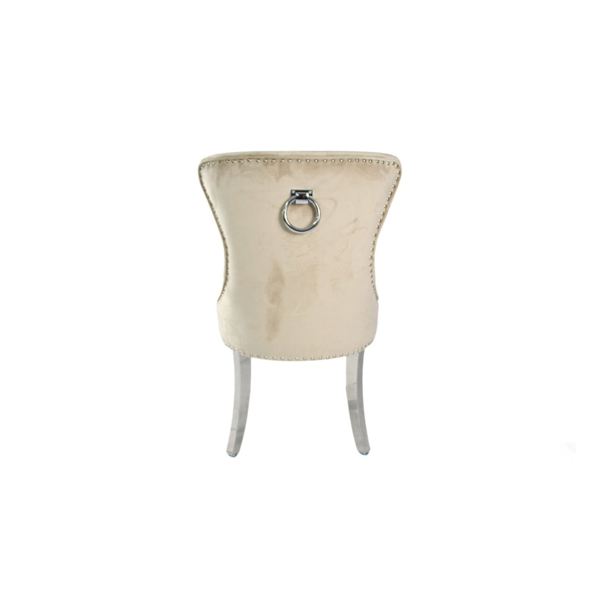 Luxury Cream Velvet Dining Chair with Ring Knocker and Chrome Legs