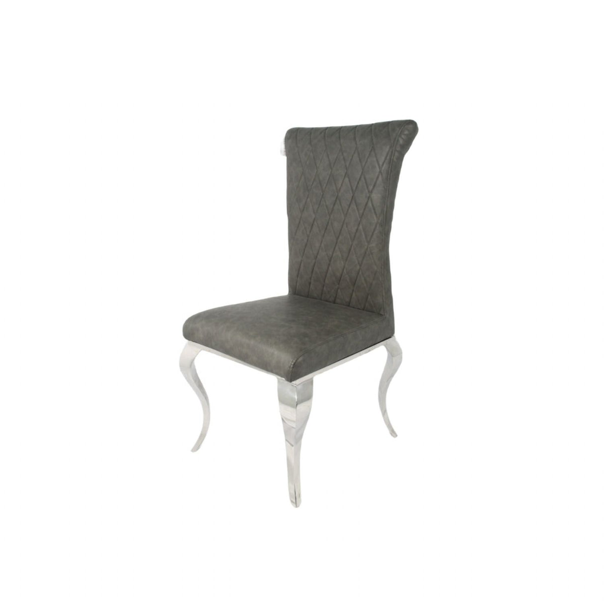 Modern Dark Grey PU Leather Dining Chair with Chrome Legs