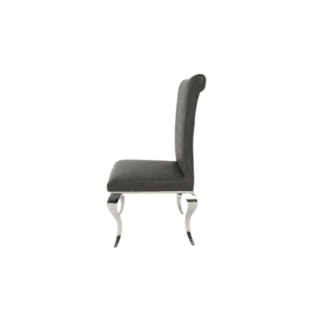 Modern Dark Grey PU Leather Dining Chair with Chrome Legs