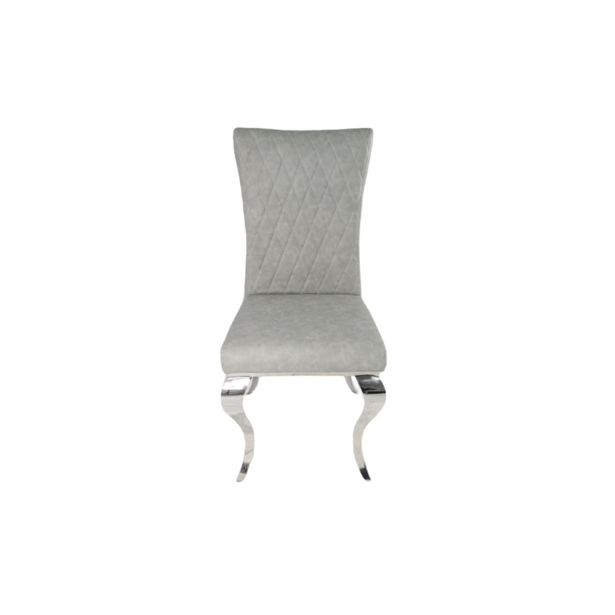 Modern Light Grey PU Leather Dining Chair with Chrome Legs