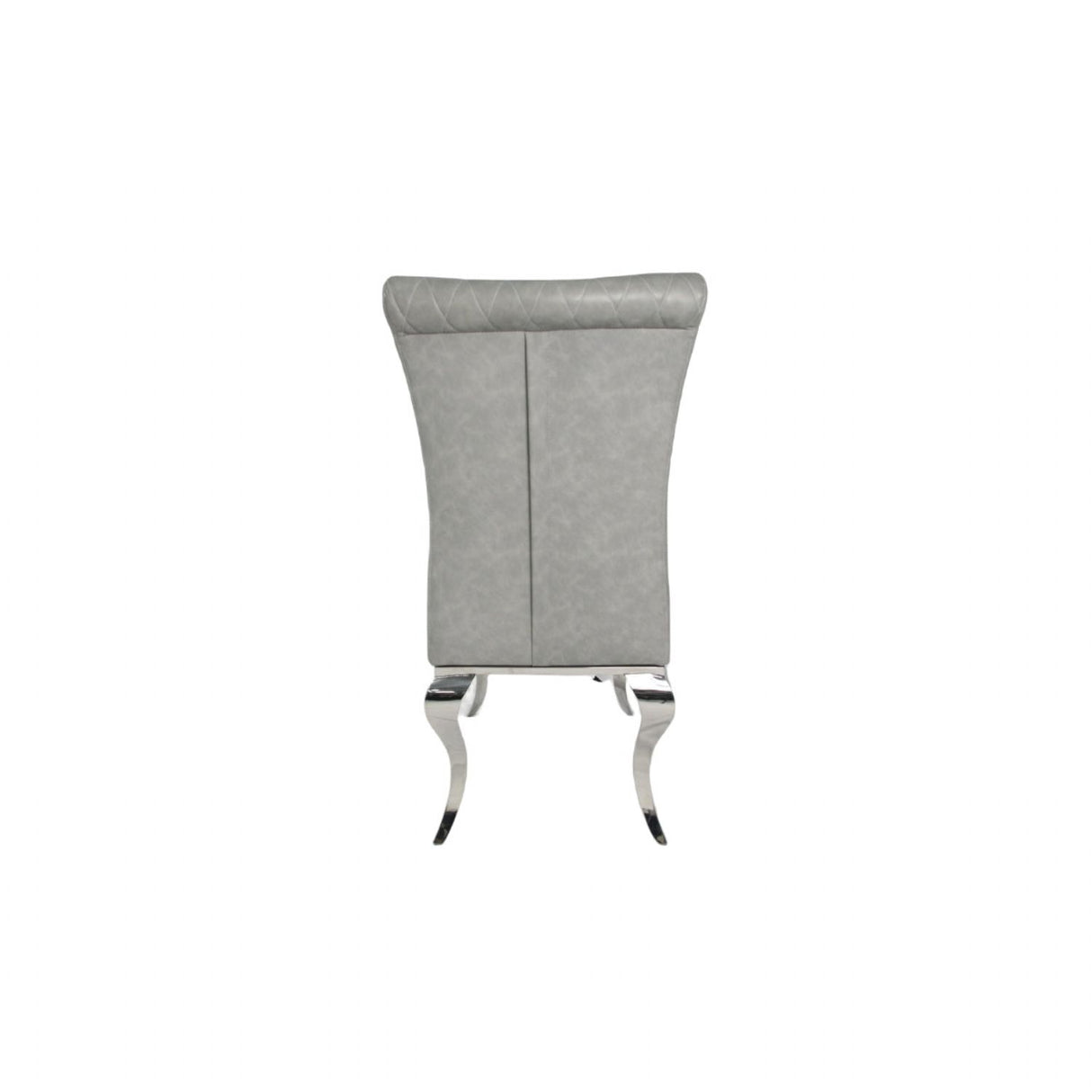 Modern Light Grey PU Leather Dining Chair with Chrome Legs