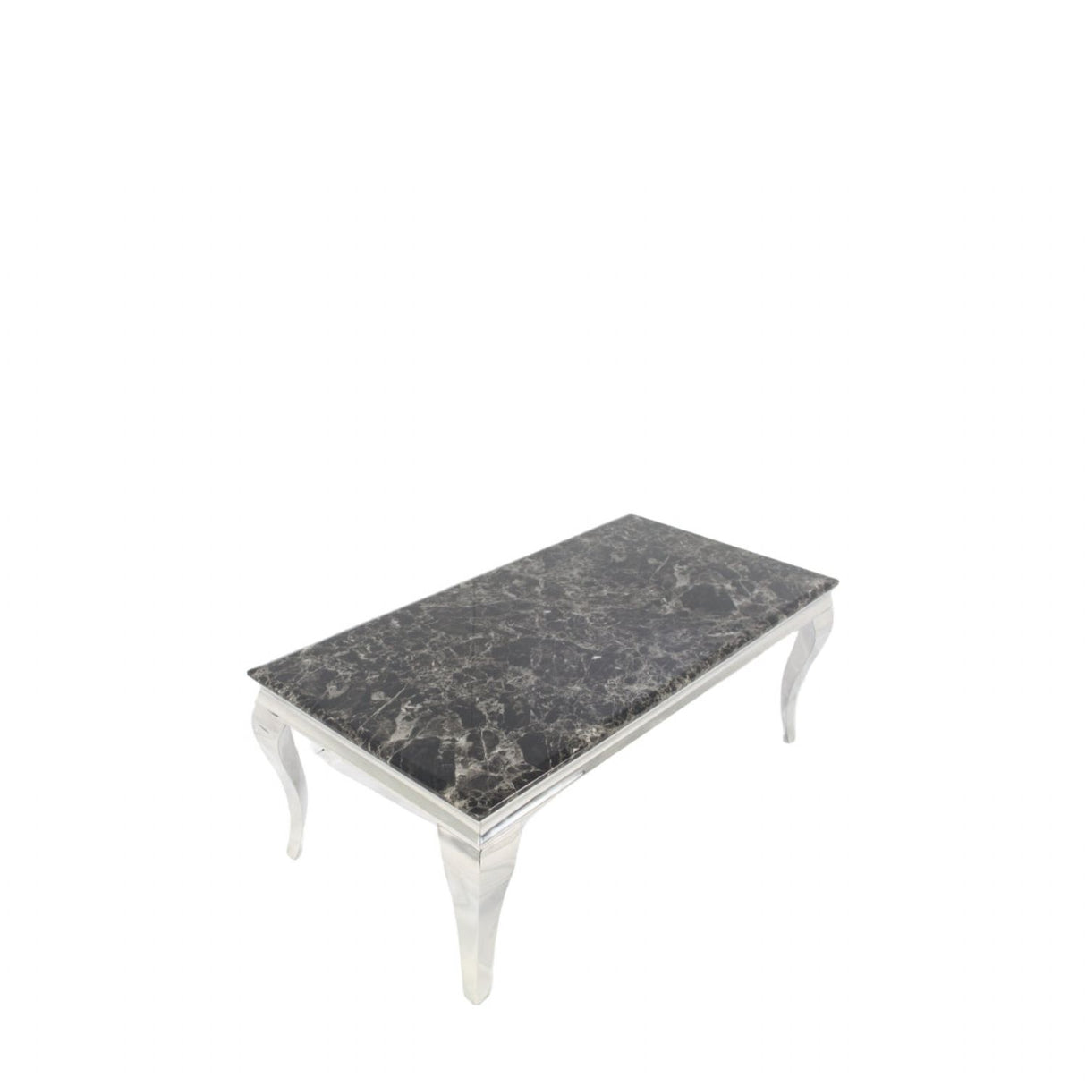 Luxury Black Marble Effect Coffee Table with Chrome Italian Style Legs