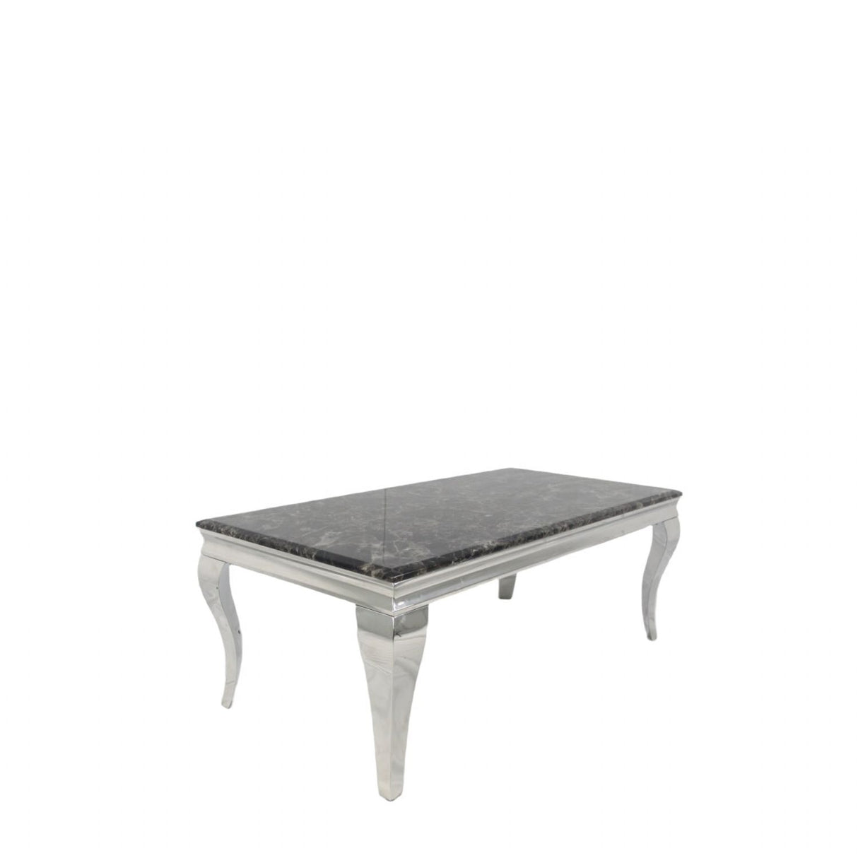 Luxury Black Marble Effect Coffee Table with Chrome Italian Style Legs