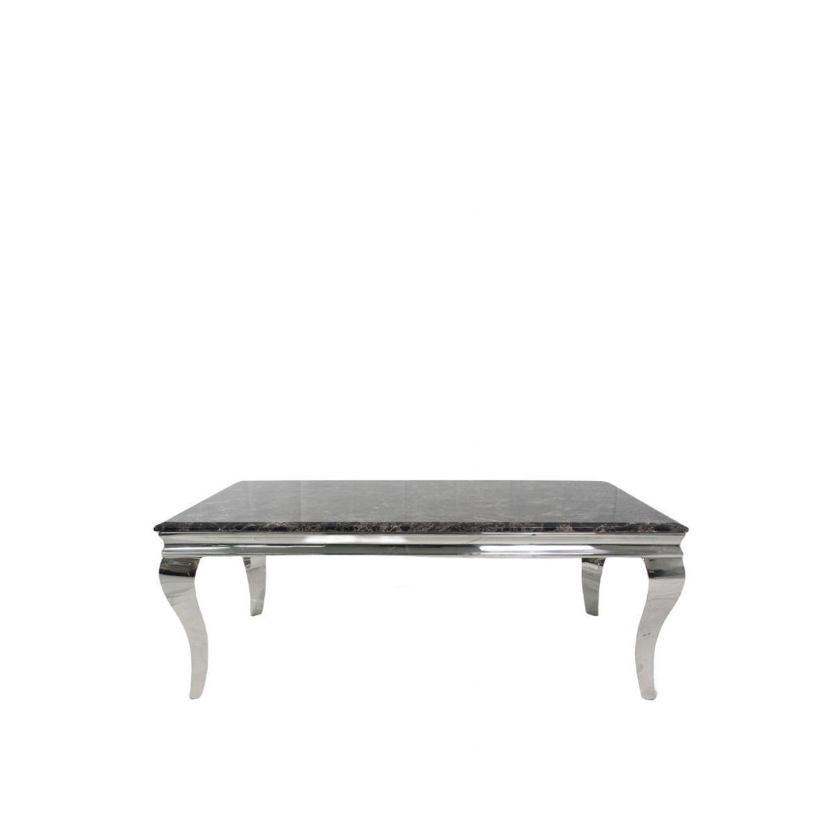 Luxury Black Marble Effect Coffee Table with Chrome Italian Style Legs