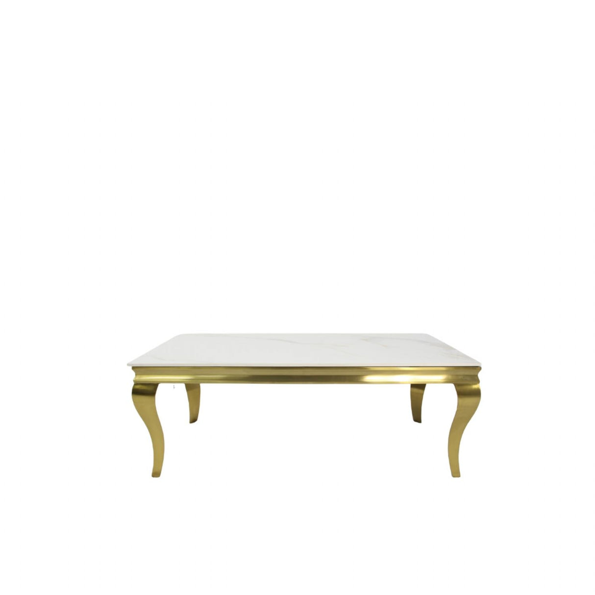 Luxury White Marble Effect Coffee Table with Gold Italian Style Frame
