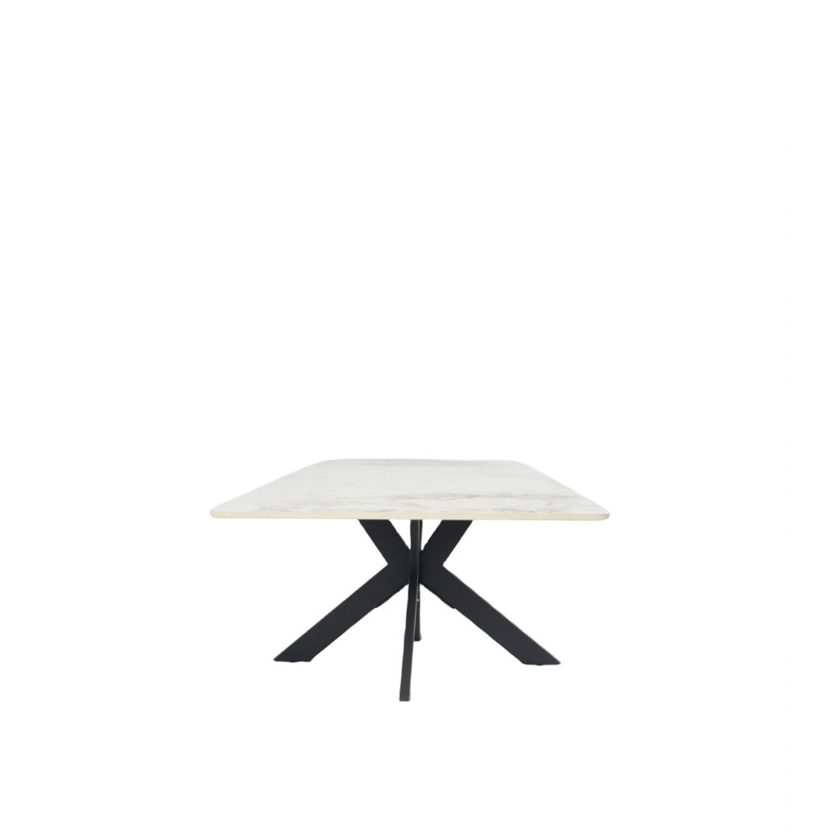 Modern Grey Ceramic Coffee Table with Black Cross Pedestal Base