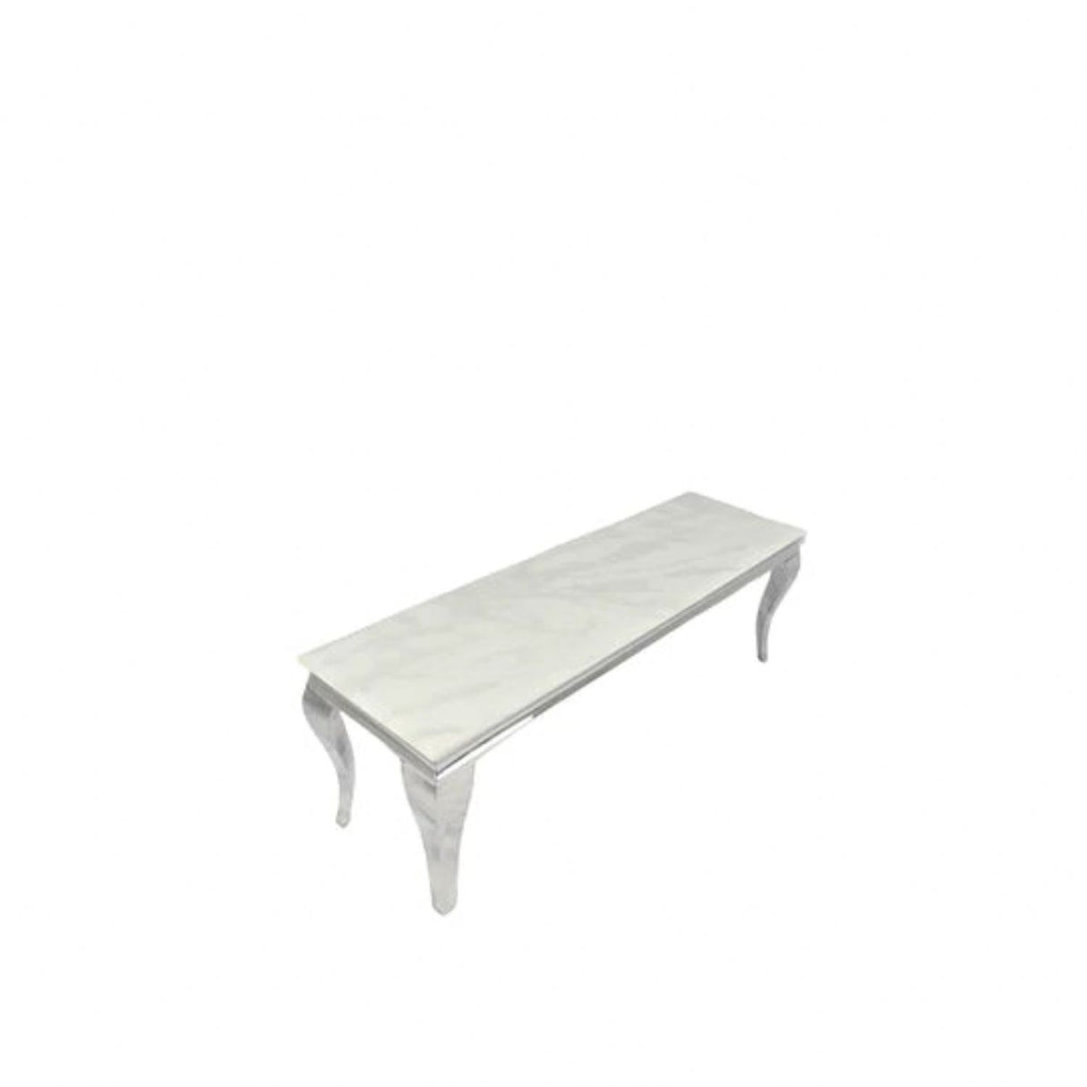 Italian Marble Top TV Stand with Polished Chrome Frame and Curved Legs