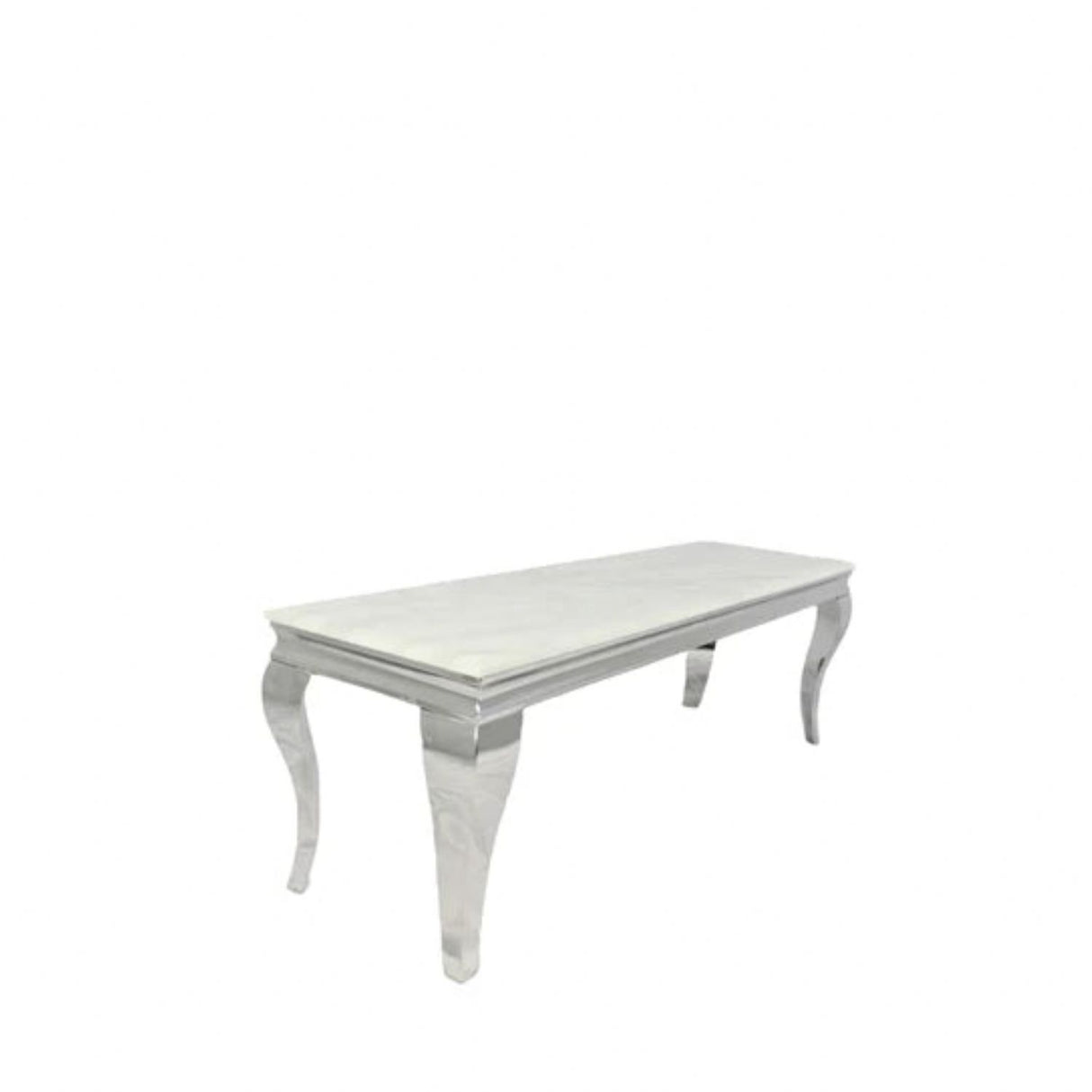 Italian Marble Top TV Stand with Polished Chrome Frame and Curved Legs