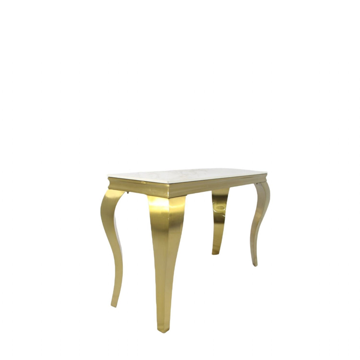 Luxury White Marble Effect 1.2m Console Table with Gold Metal Frame