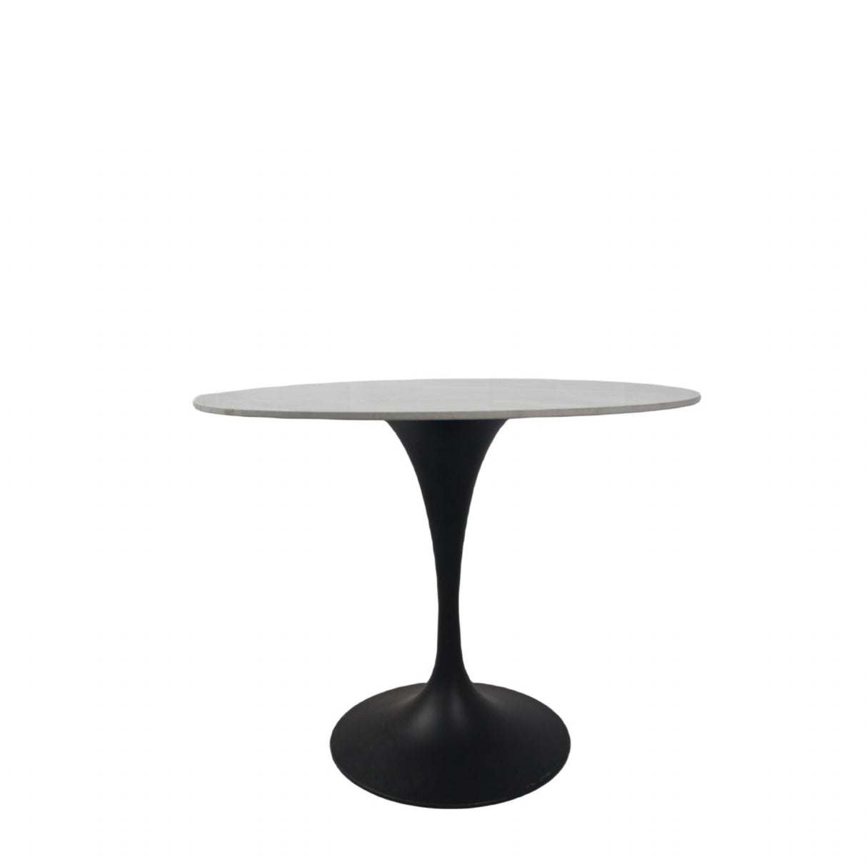Modern Grey Ceramic 0.9m Round Dining Table with Black Pedestal Base