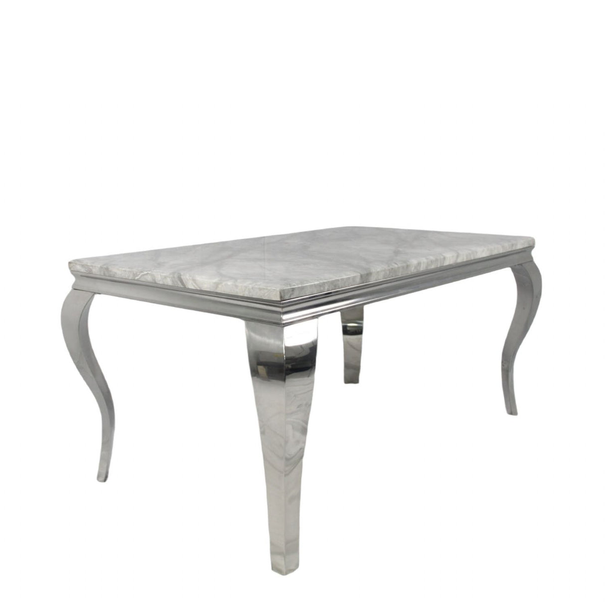 Luxury Grey Marble Effect Dining Table with Chrome Italian Style Legs