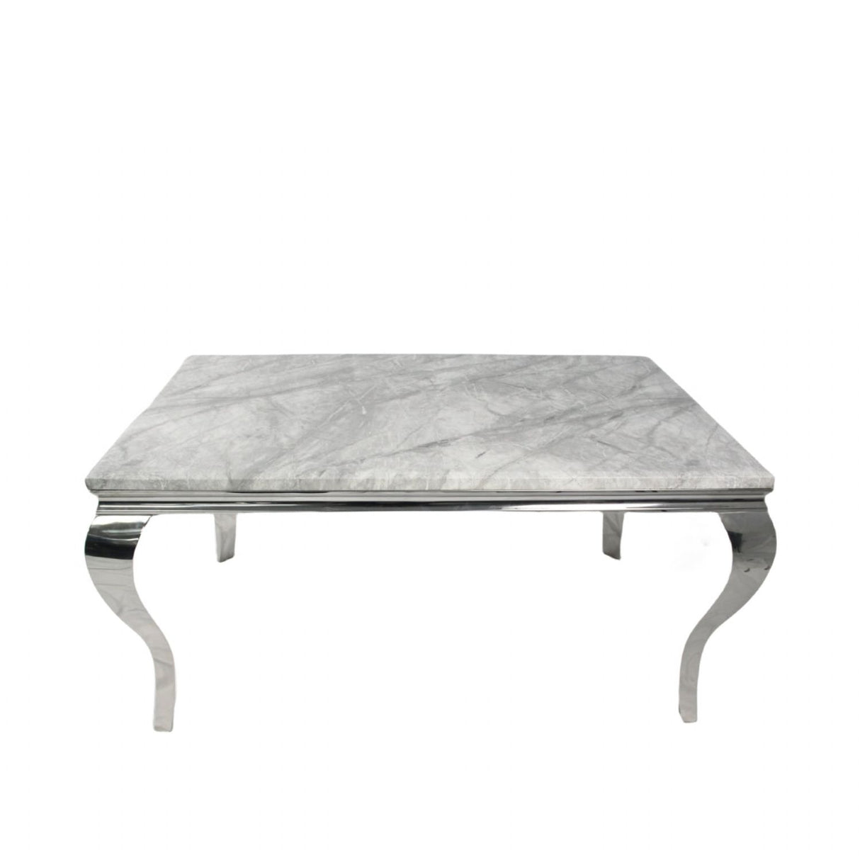 Luxury Grey Marble Effect 2m Dining Table with Chrome Italian Style Frame