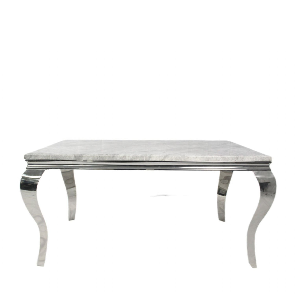 Luxury Grey Marble Effect 2m Dining Table with Chrome Italian Style Frame