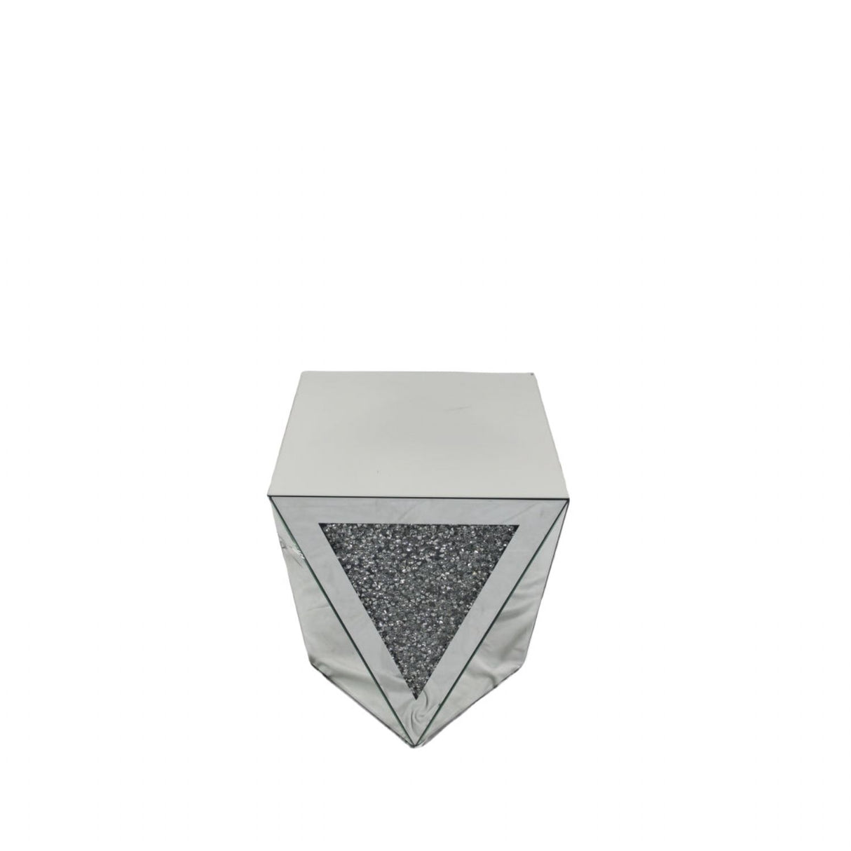Mirrored Geometric Coffee Table with Crushed Diamond Triangle Panels